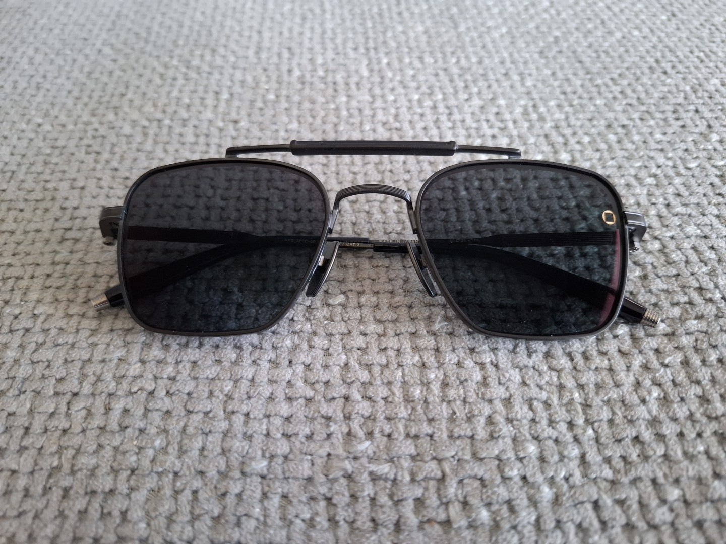 Akoni Aviator Sunglasses Model AKS-200C-50 BLK-NVY Mat Black With Blue Lns 50-21