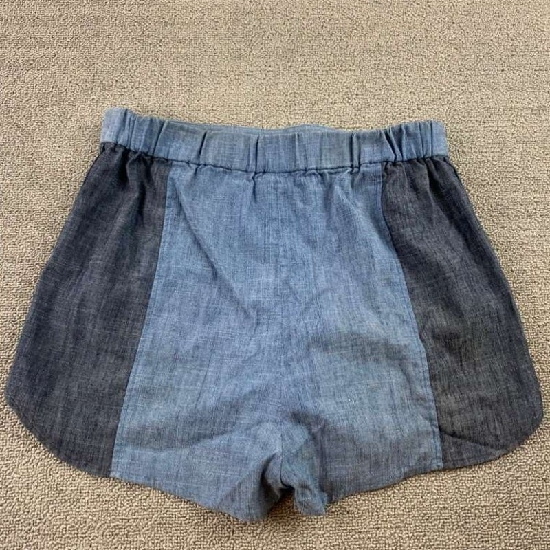 Alice + Olivia Shorts Women 8 Blue Linen Blend Colorblock Two Tone High Rise
