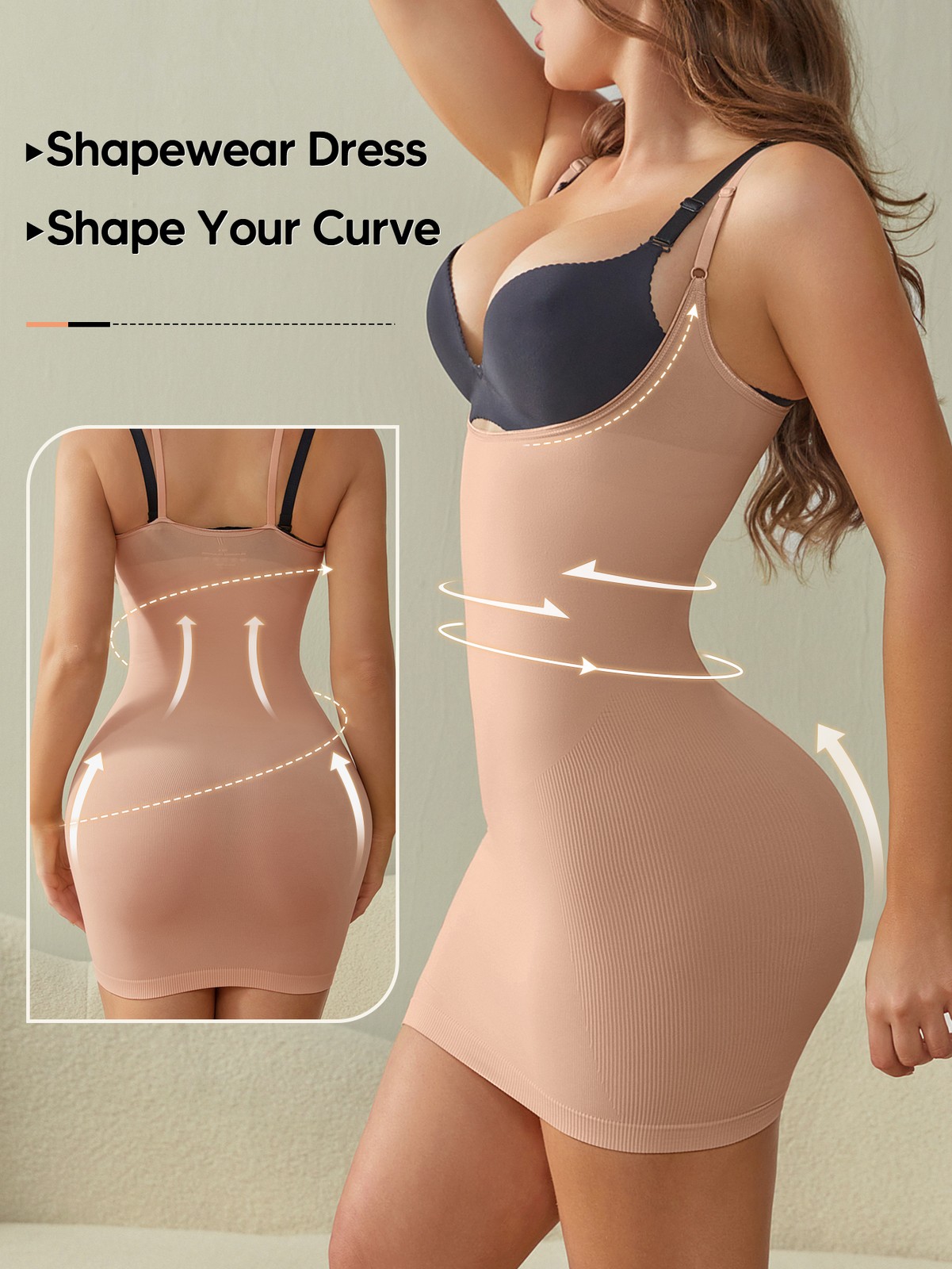 Fajas Women Shapewear Slip Dresses Tummy Control Full Body Shaper Open Bust