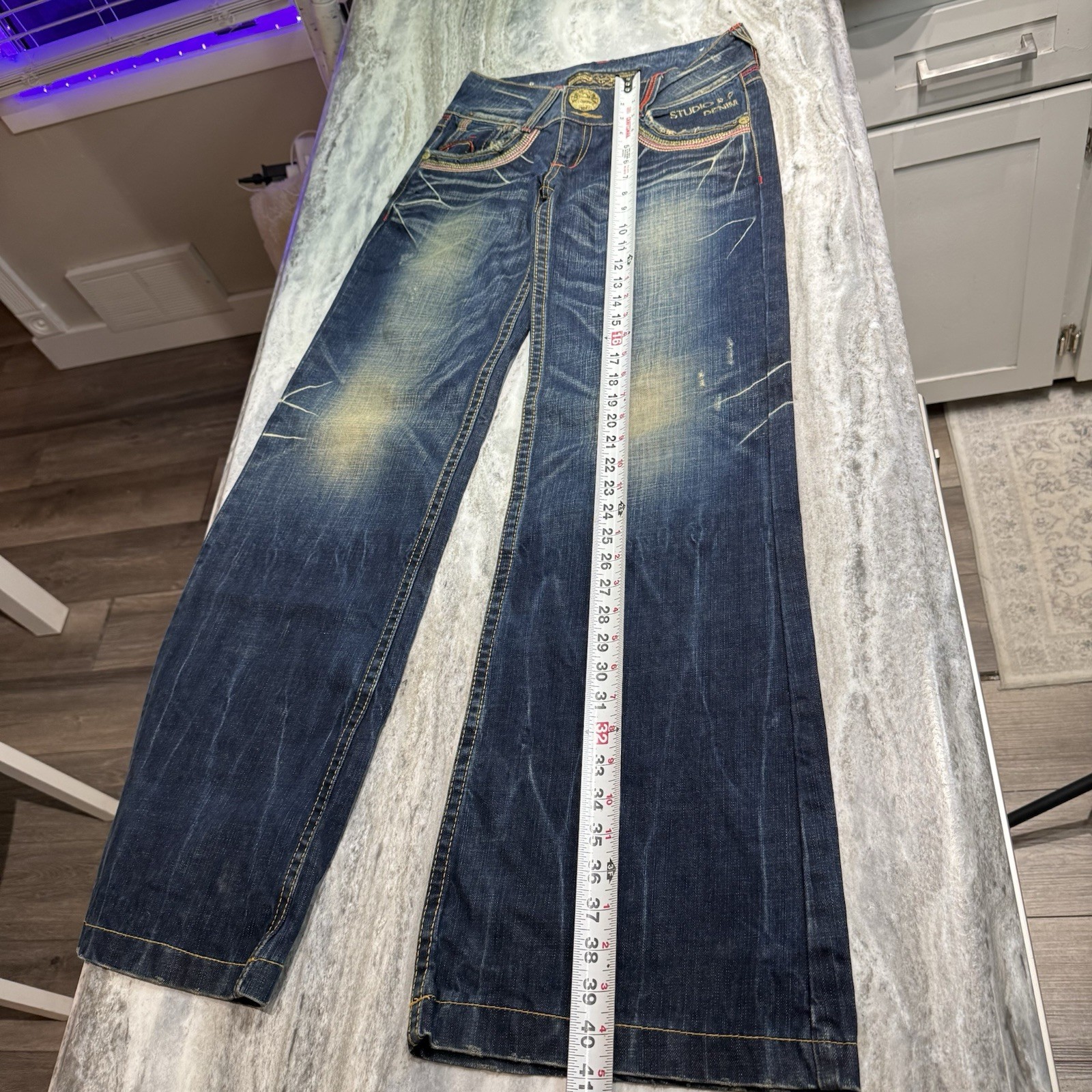 Studio R.P Flare Denim Pants y2k RED PEPPER Size 27 Vintage Rare