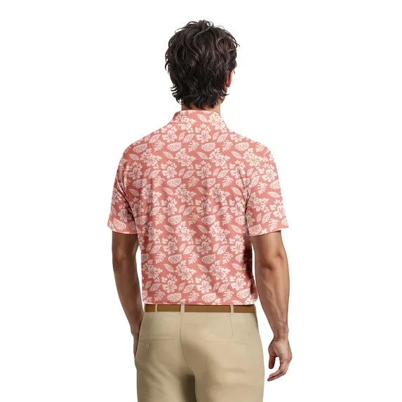 Ben Hogan Men’s Performance Golf Polo Shirt Flamingo Plume Print Size 3XL