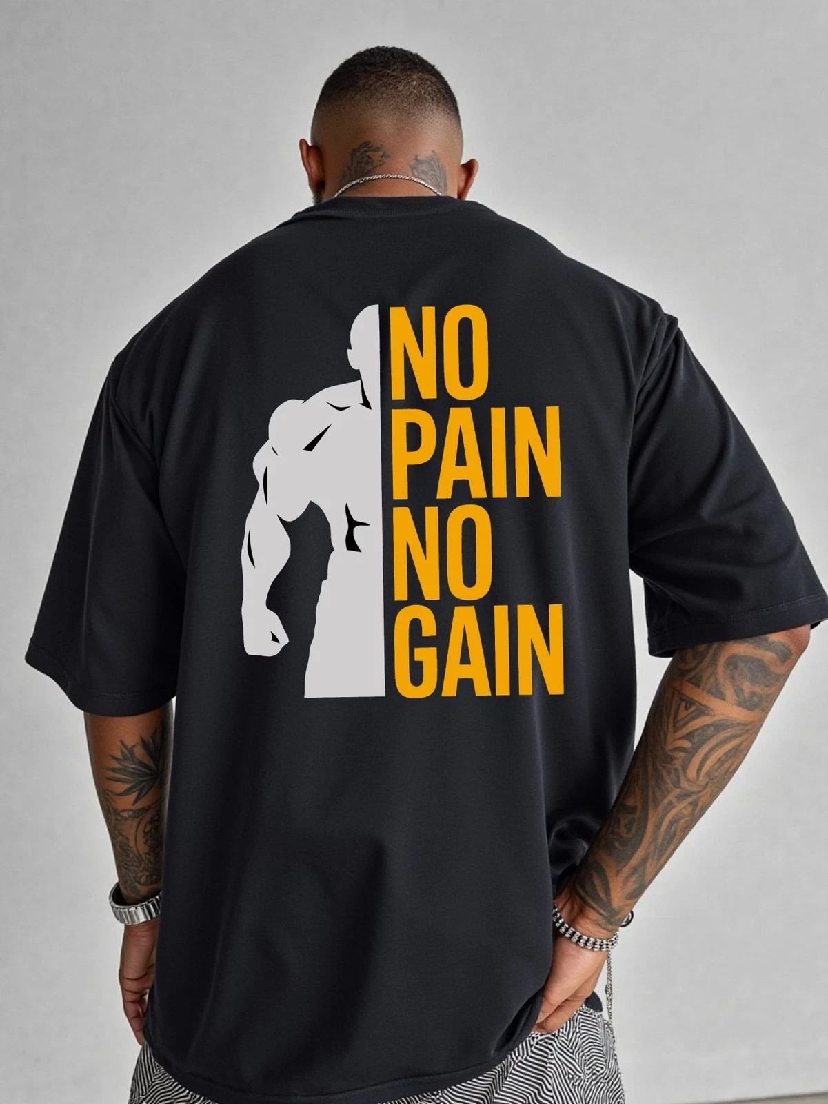 No Pain No Gain Gym Graphic T-Shirt Fitness Motivation Workout Tee