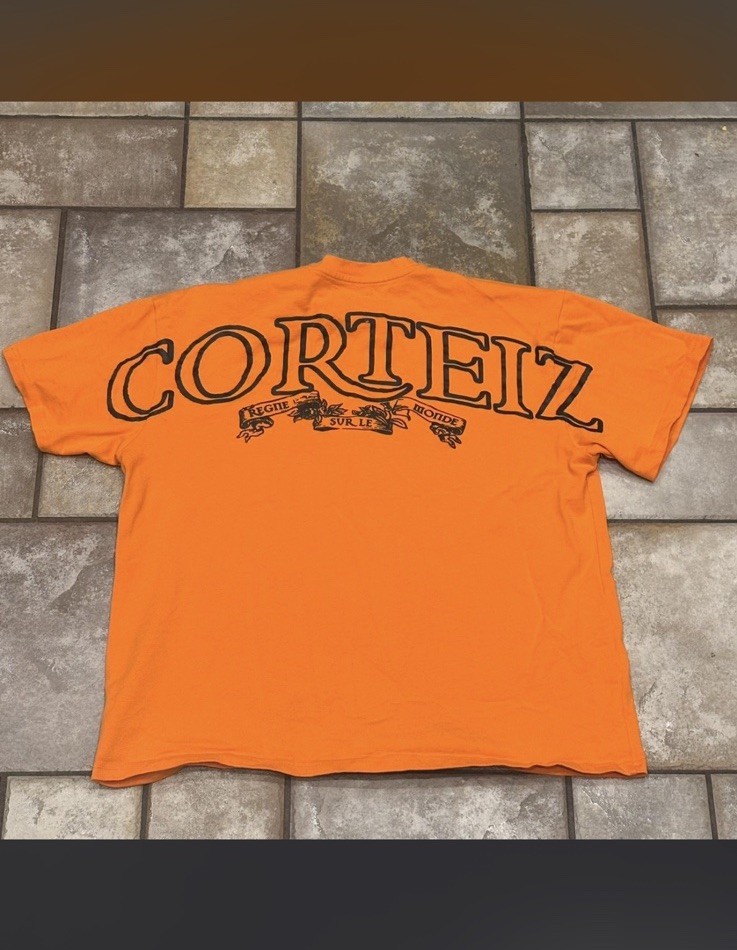 Corteiz Orange Graphic Print Crew Neck Short Sleeve Men’s T-Shirt Size L