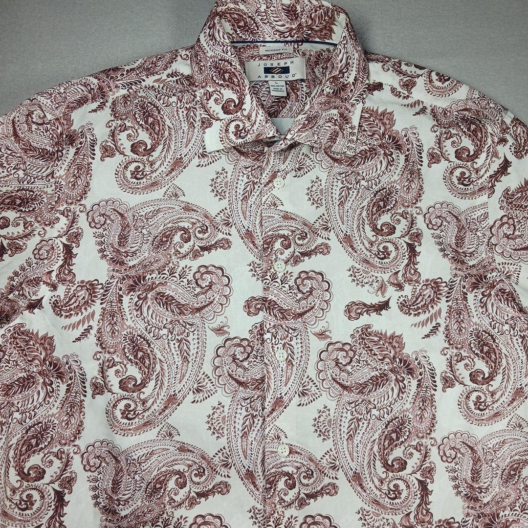 Joseph Abboud Men’s L Button Down Casual Shirt Multi-Color Paisley Modern Fit