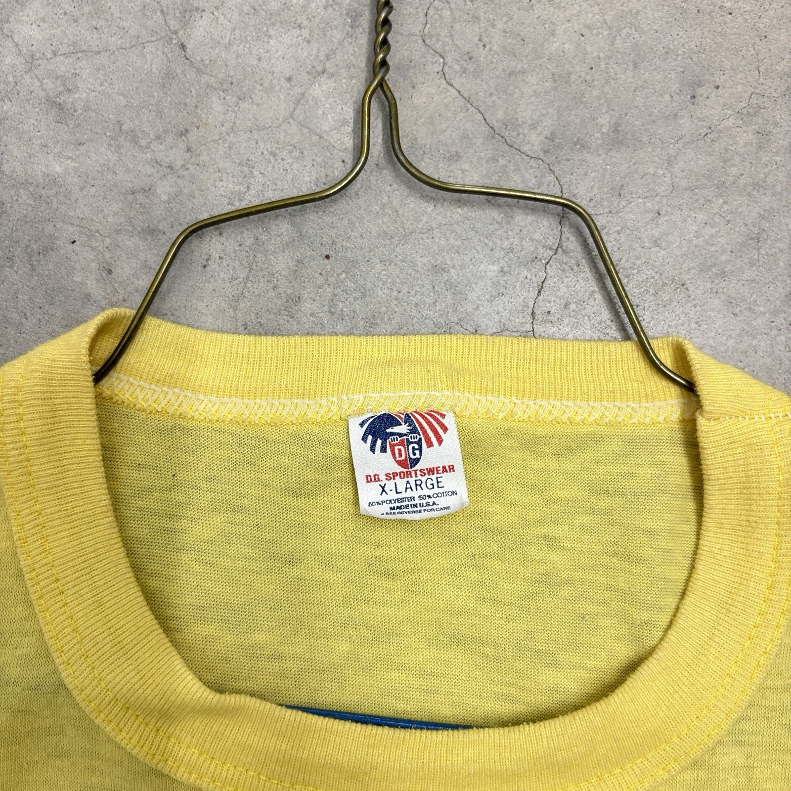 Vintage 70s 80s Dare Yellow Paper Thin 50/50 T-shirt Sz XL Drugs Just Say No