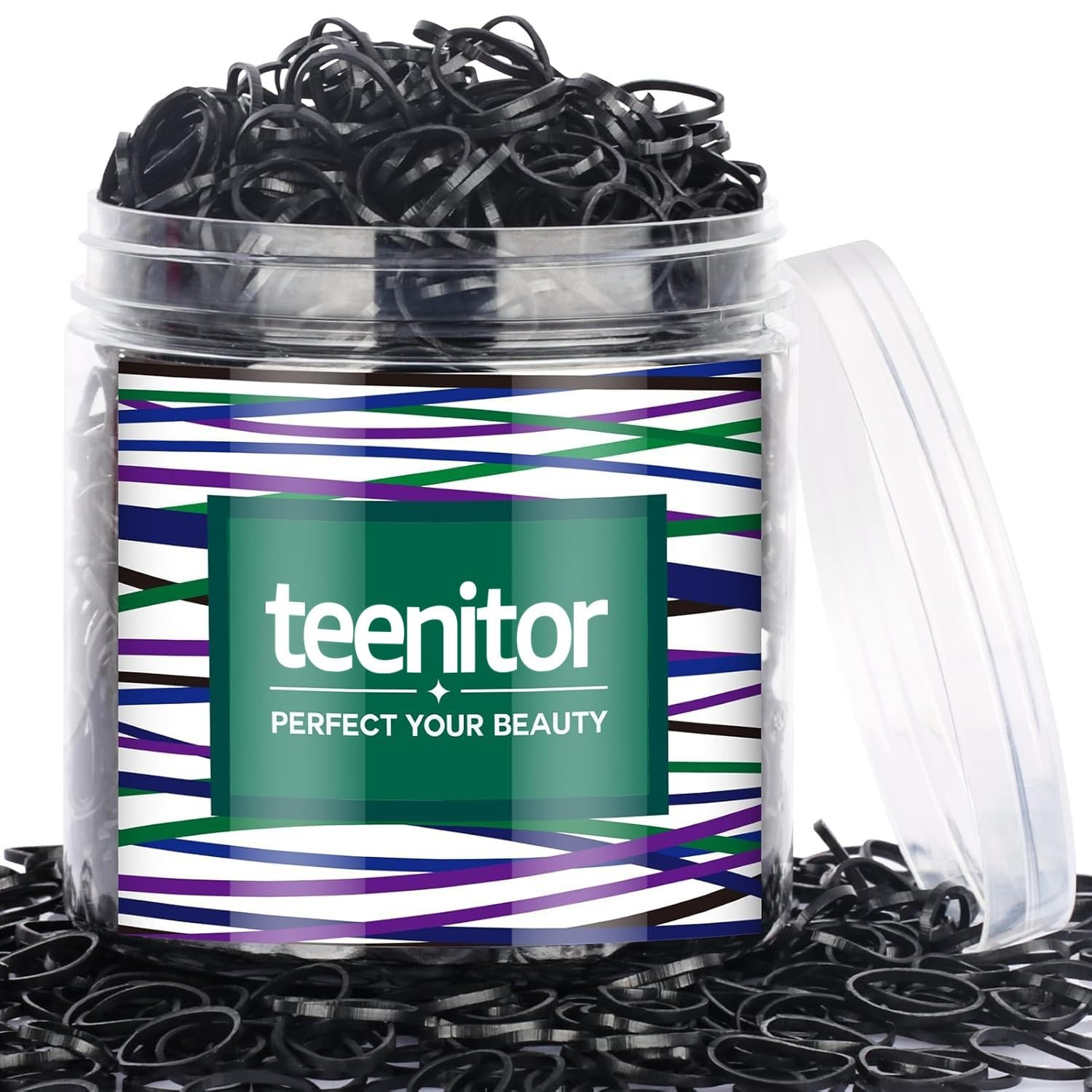 Elastic Hair Ties – 2000 Soft Black Rubber Bands for Kids’ Braids & Ponytails
