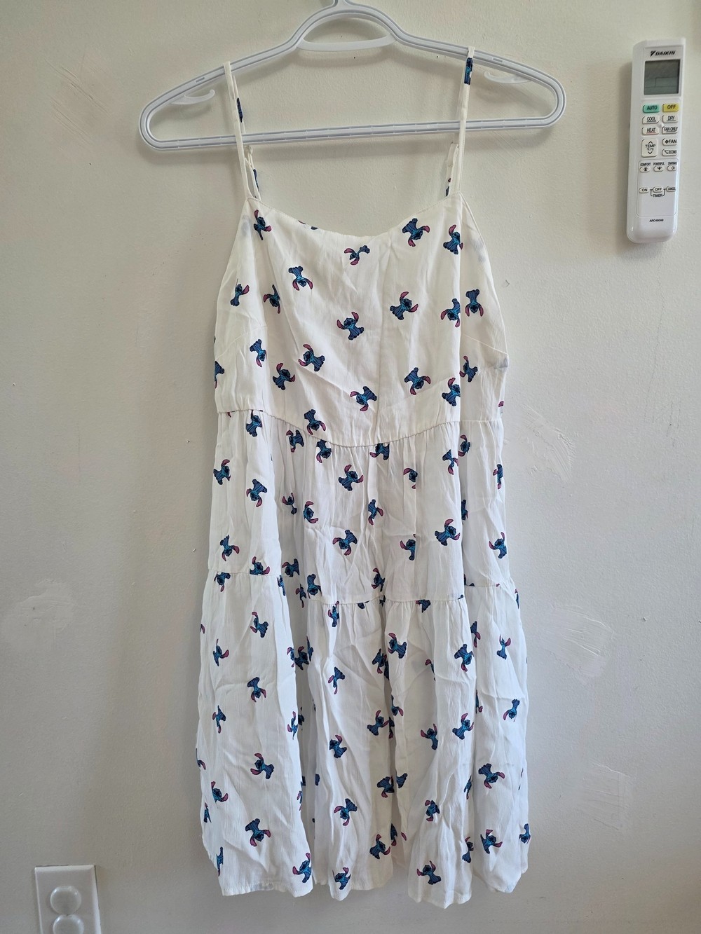 Disney 100 x Primark Lilo & Stitch Cami Dress White Tiered Sundress Size S Small