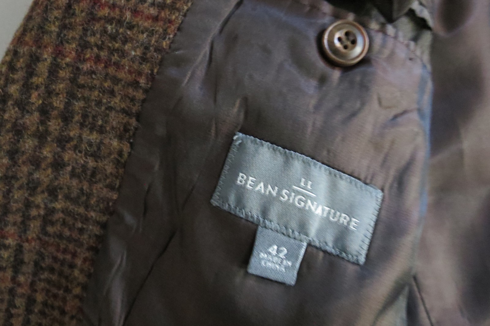 LL Bean Signature collection heavy hounds tooth tweed two button sport coat 42 R