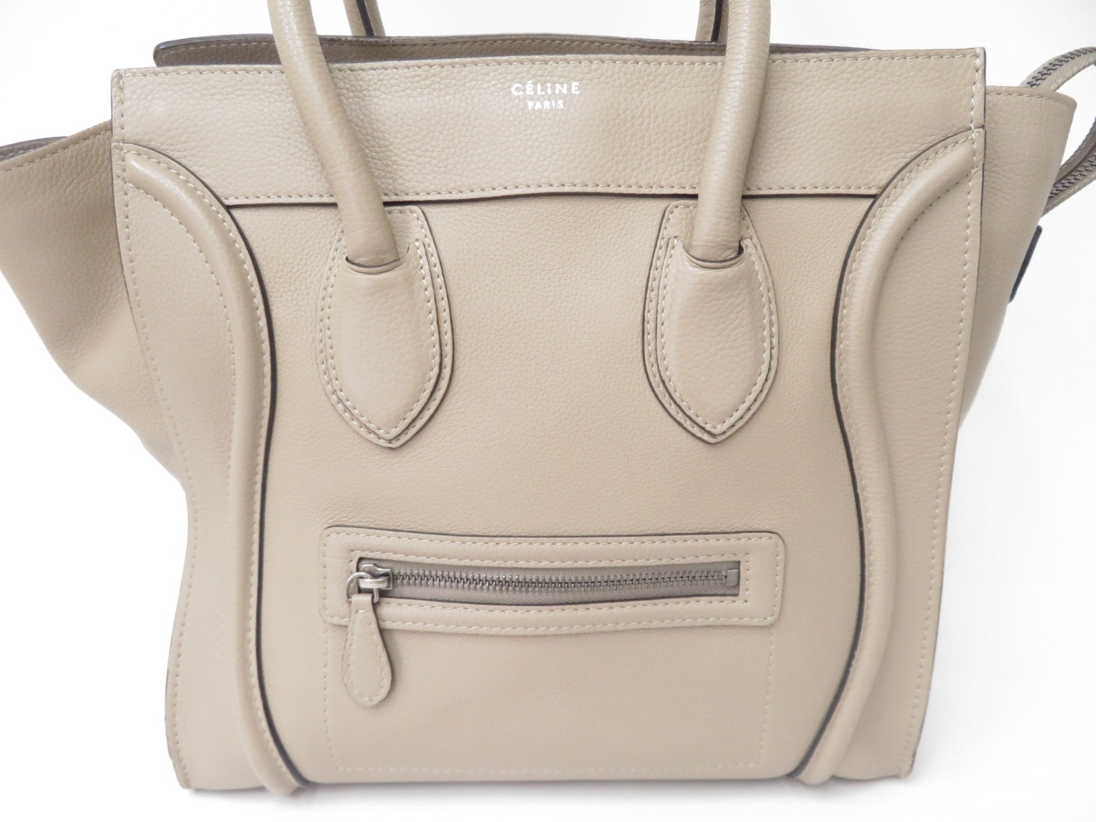 Authentic CELINE Luggage Medium Shopper Leather Hand Bag I#48952