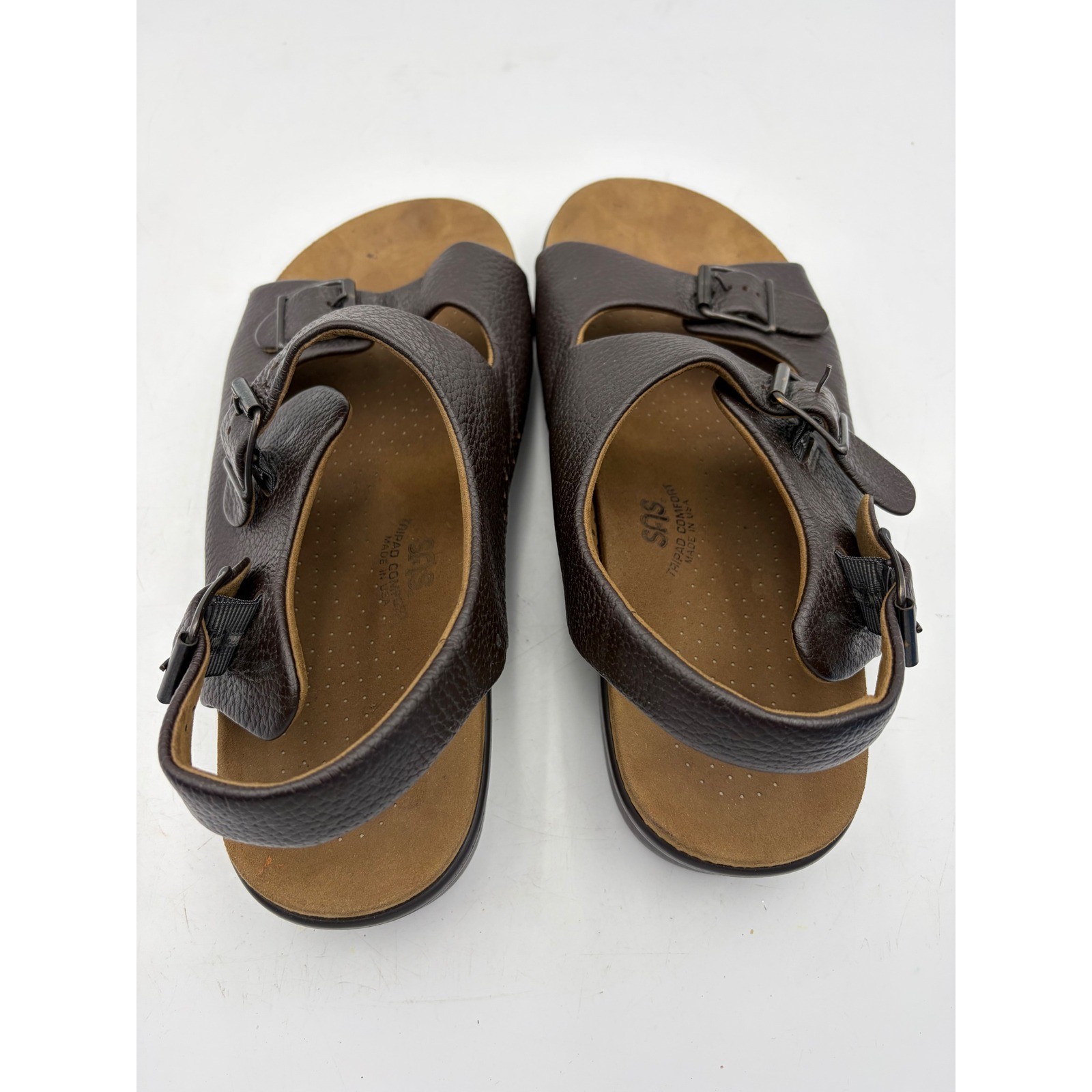 SAS Bravo Sandals Men 11.5M Dark Brown Leather Comfort Adjustable Buckles USA