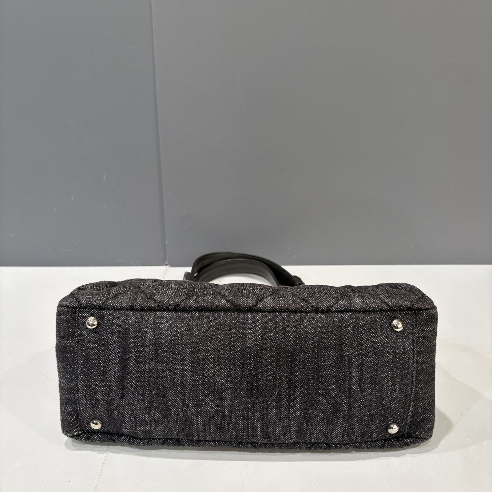 Chanel Quilted Handbag Charcoal Black Denim (ac052126b0)