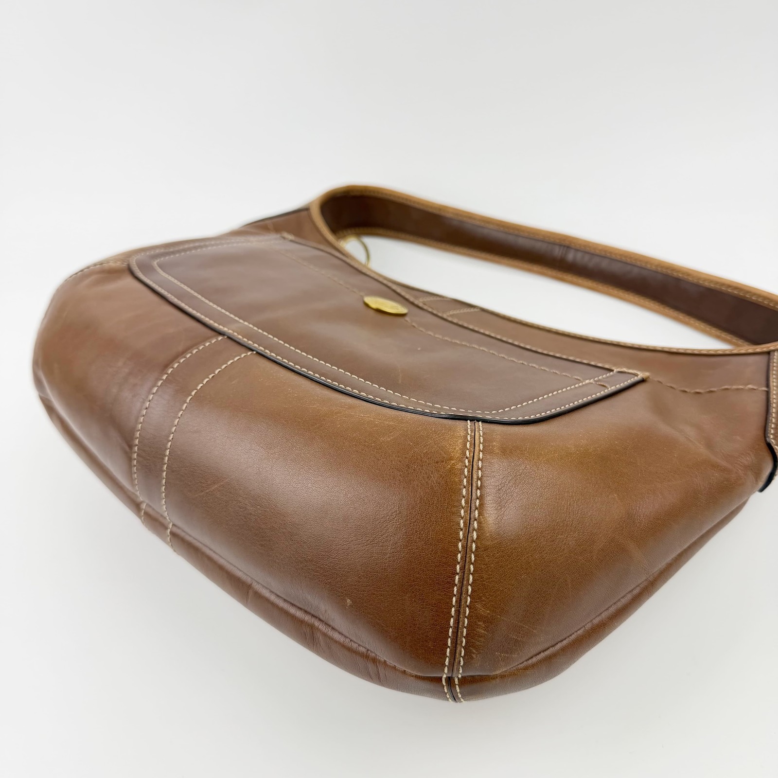COACH Vintage Brown Leather Shoulder Bag Gold Hardware 11.4in HboC260603a04
