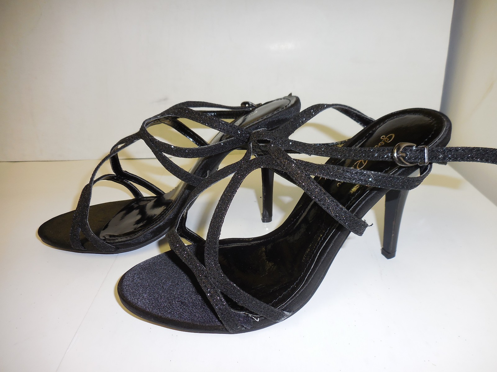 Women’s Black Glitter Diamond Shape Top High Heel Party Shoes Sizes: 5 1/2 – 10