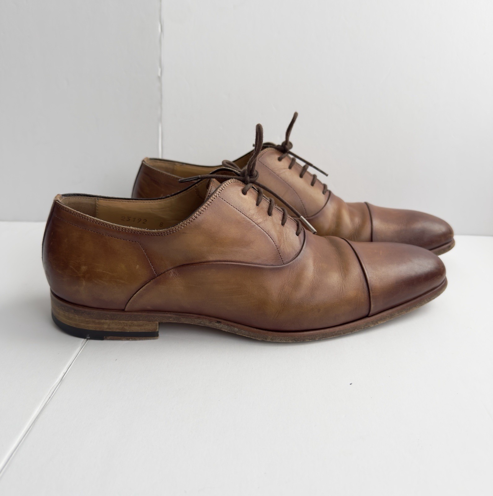 Magnanni Segovia Curri Brown Cap Toe Lace Up Oxford Shoes Sz 8M US 23192 Burnish