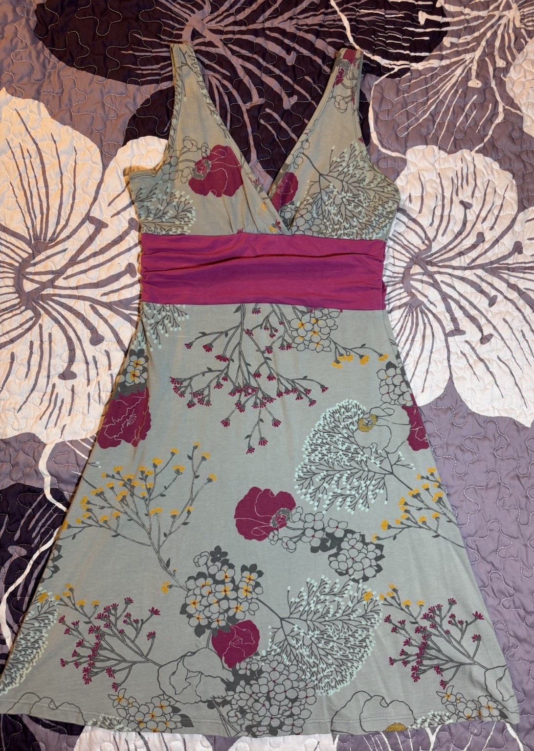 Patagonia Margot Empire Waist Dress Organic Cotton Women’s Blue Pink Floral XS