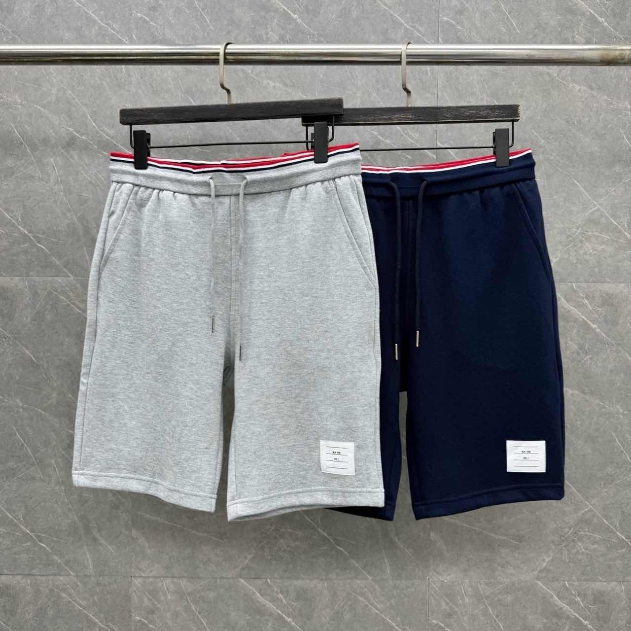 Thom Browne French Terry Casual Shorts RWB Rib Elastic Waist Sizes M-3XL