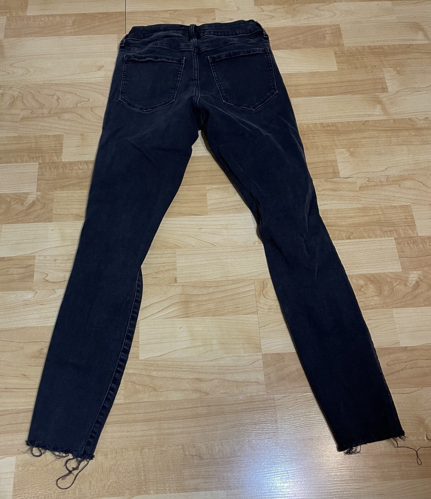 Gap Leggings Size 2 / 26 R Distressed Raw Hem Faded Zip Fly Light Wash BLK Denim