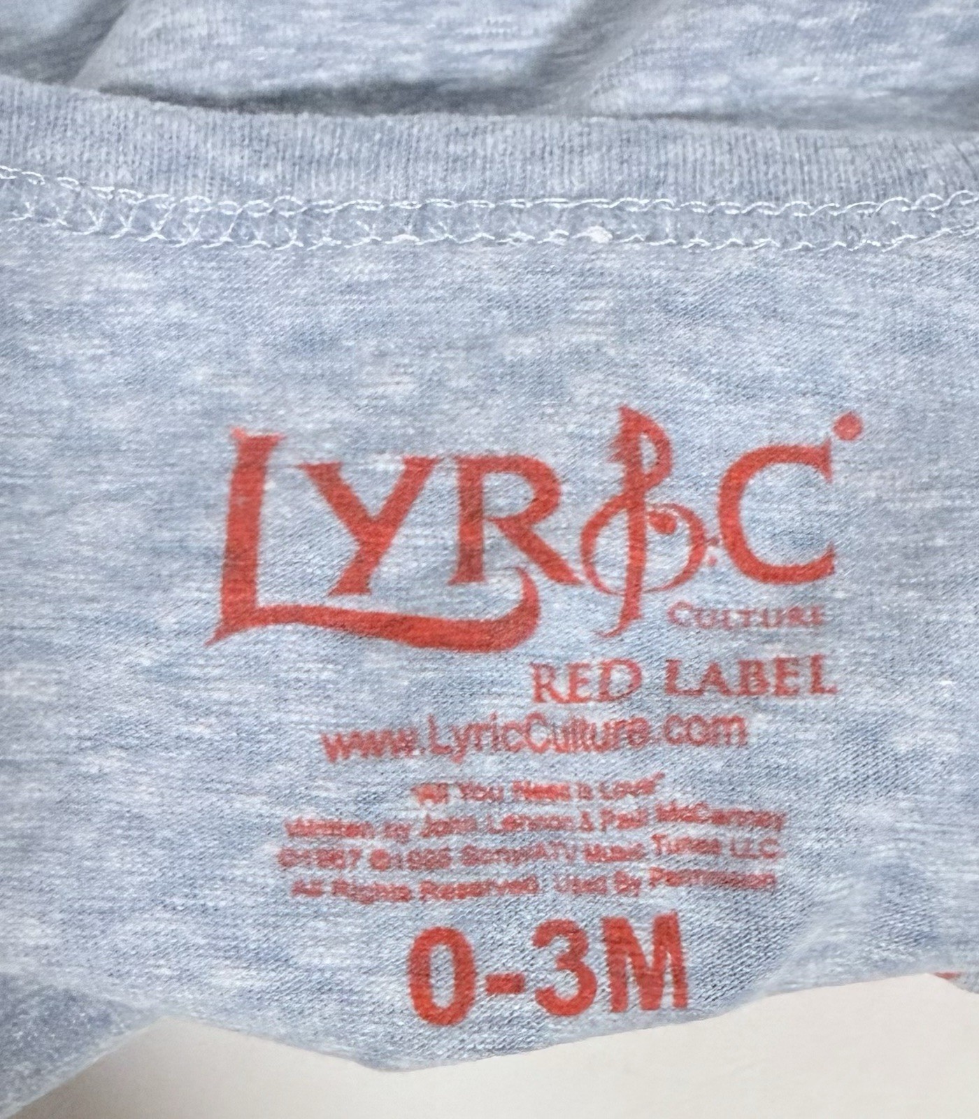 “The Beetles Song/Lyics” (2) Babies Bodysuits (Size 0-3 M) & (Size 6/9 M) New
