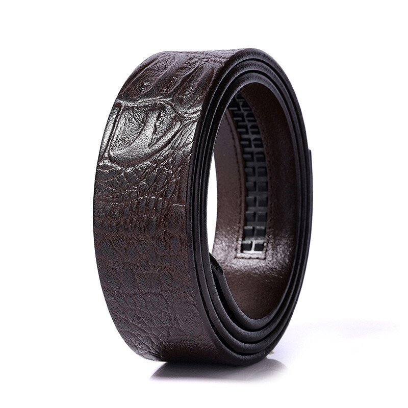 Cowhide Genuine Real Leather Automatic Ratchet Belt Strap No Buckle Waistband