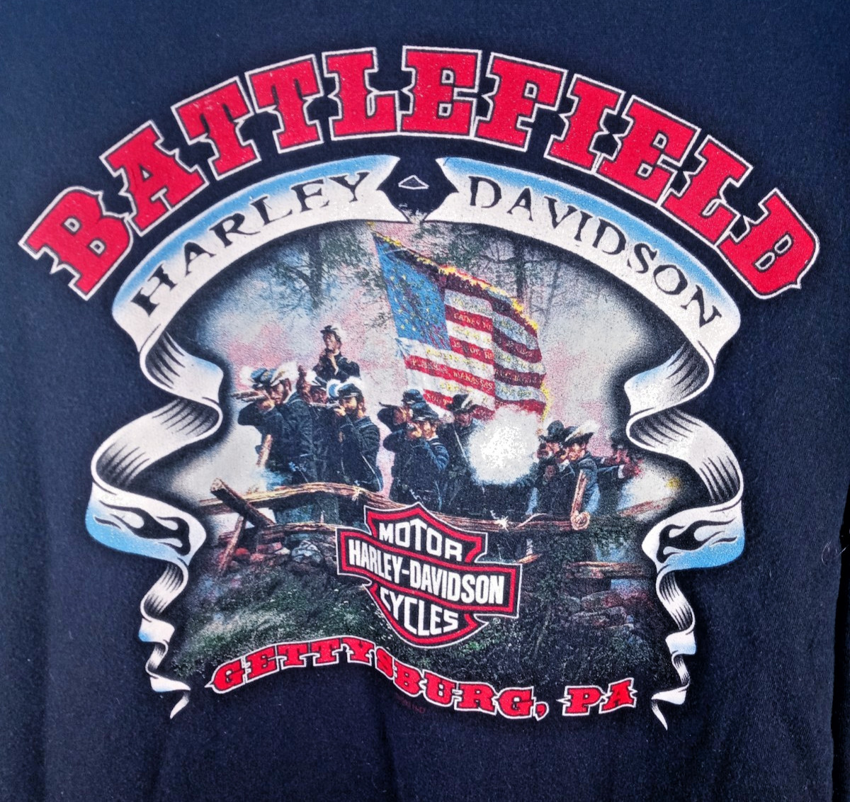 Harley-Davidson Y2K Battlefield Gettysburg, PA Graphic Print Sweatshirt Size L