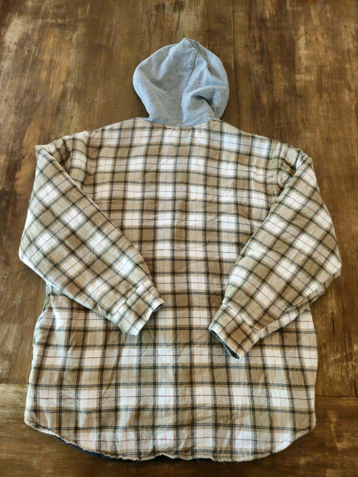 Basic Editions Men’s Plaid Hooded Quilted Lined Button-Front Flannel Jacket M