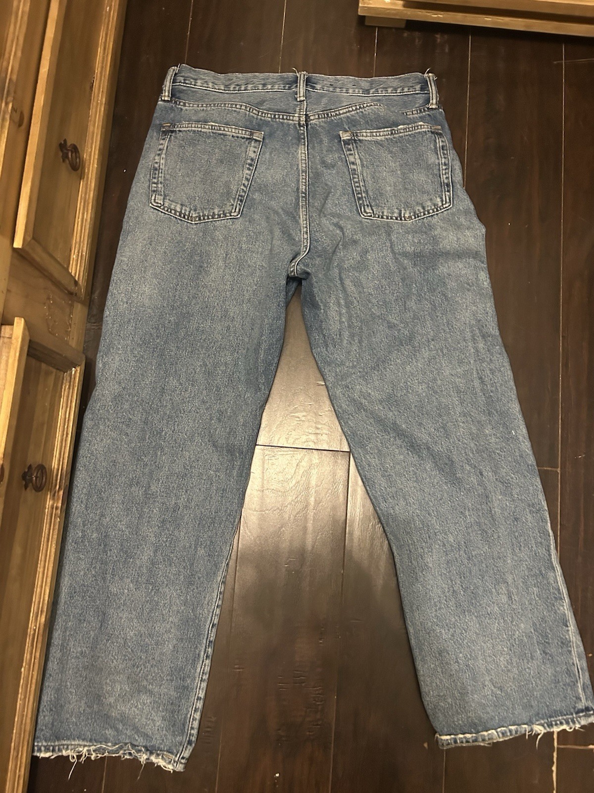 Gap Ripped Men’s Blue Wide-Leg Distressed Denim Jeans 5-Pocket Button Zip Fly