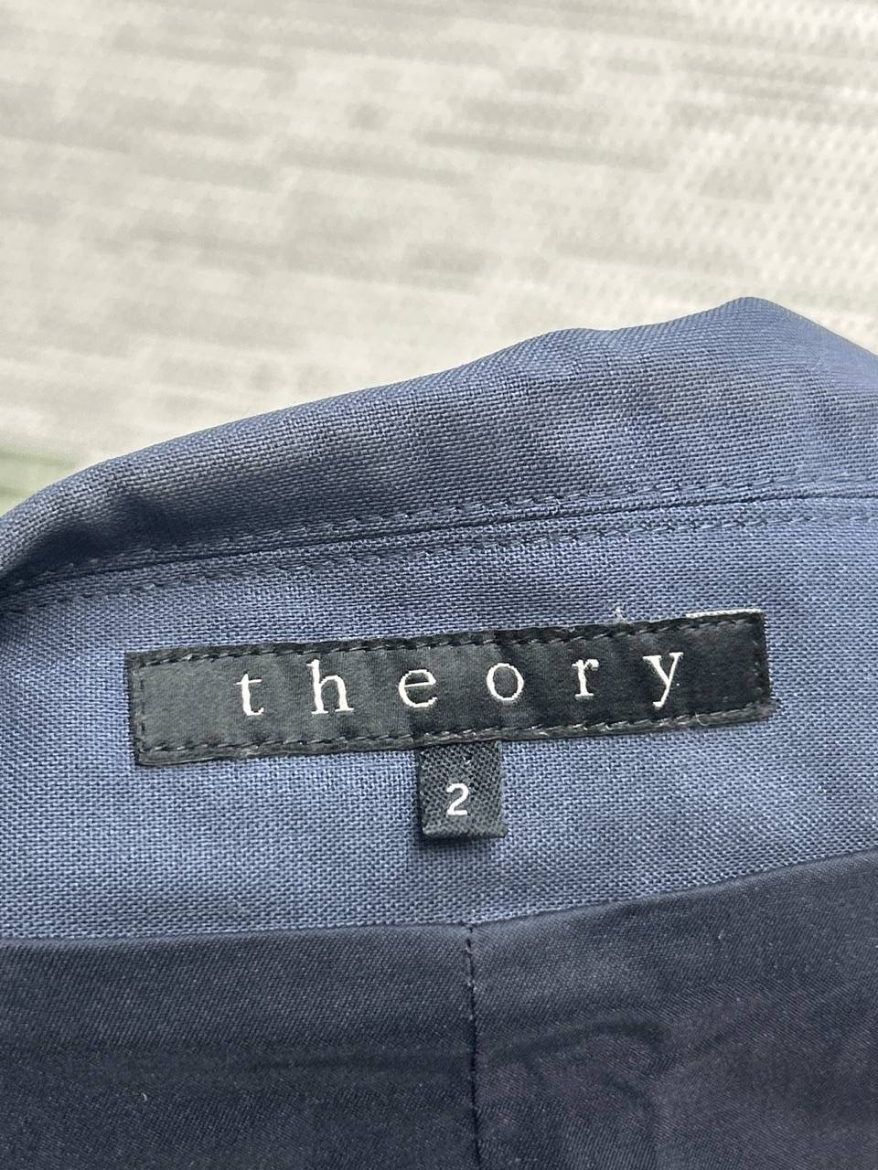 Theory Carissa Blazer Jacket Womens 2 Blue Wool Slim Fit Double Vented Formal