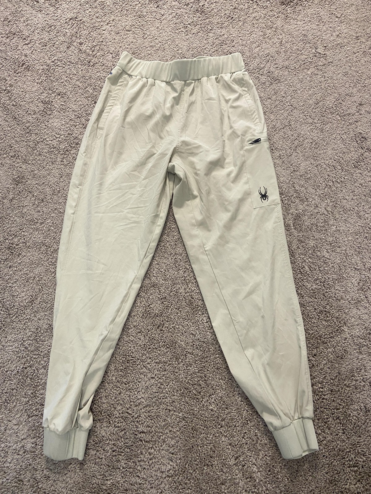 Spyder Pants Mens 30 Beige Active Jogger Elastic Waist Zip Pocket Lightweight