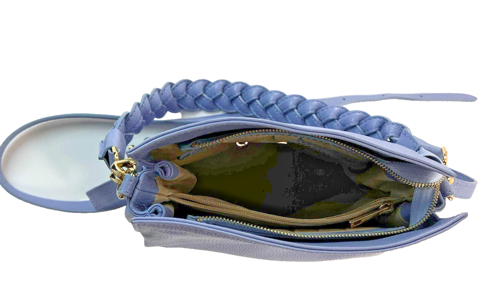 NEW! Italian Genuine Pebbled Leather Purse Combination Handbag/Crossover Design