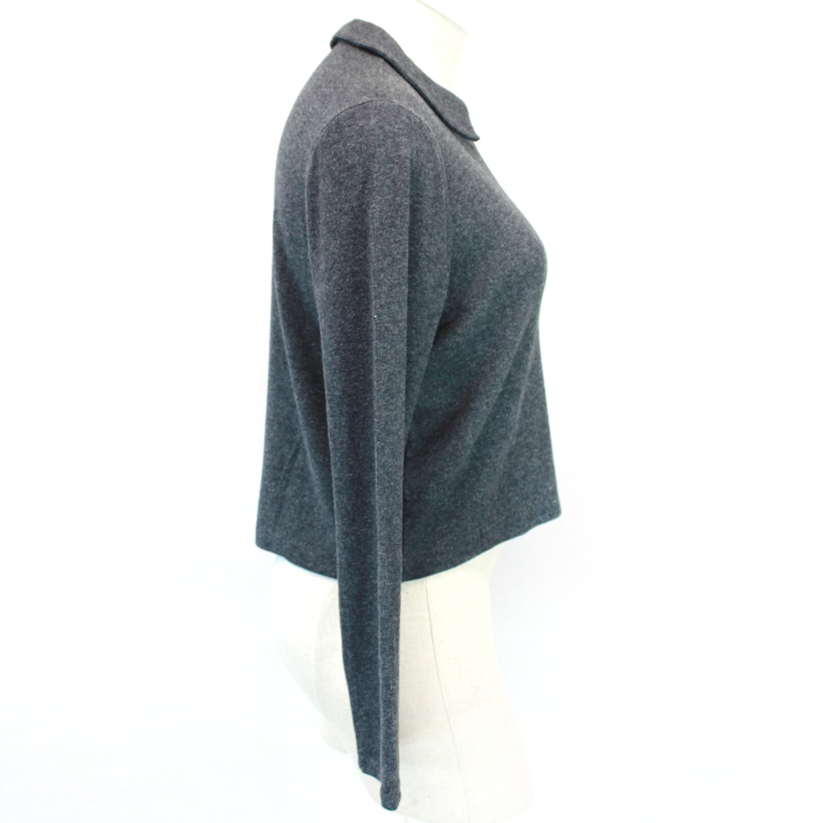 Madewell Dark Gray Brushed Rib Polo Crop Collared Cardigan XS