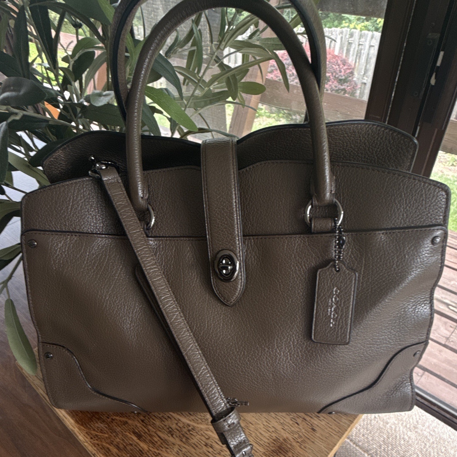 COACH Mercer 30 Grain Leather Crossbody Satchel Purse