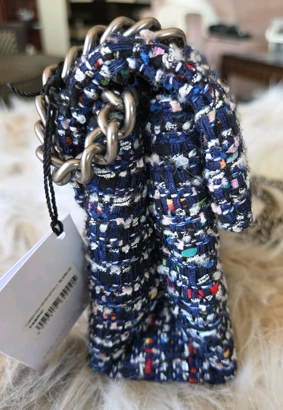 Kurt Geiger Mini Kensington Tweed Metallic Dark Multi Color Blue Bag NWT