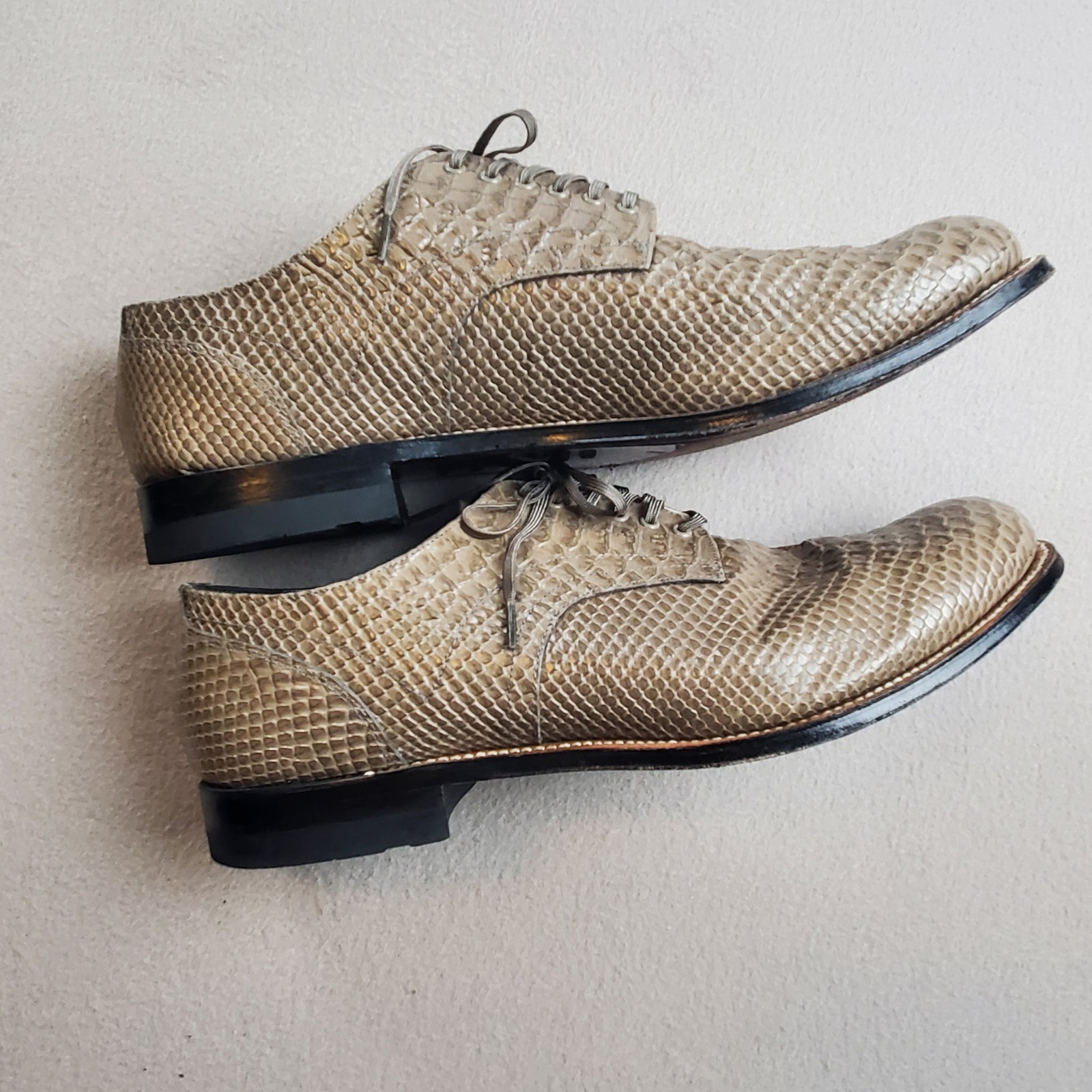 Stacy Adams Men’s Madison Gray Anaconda Leather Snakeskin Print Oxford Size 12 D