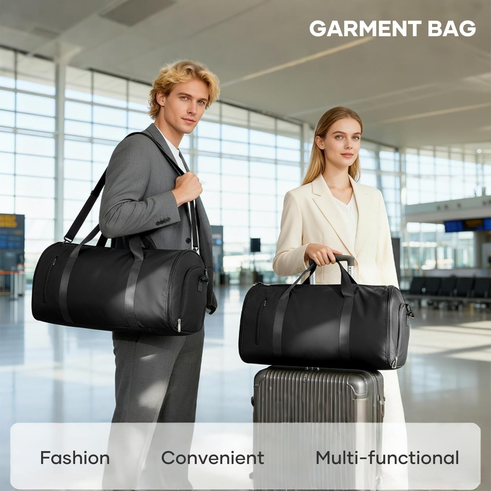 Convertible Garment Bags for Travel Carry On Bag For Men Women Black