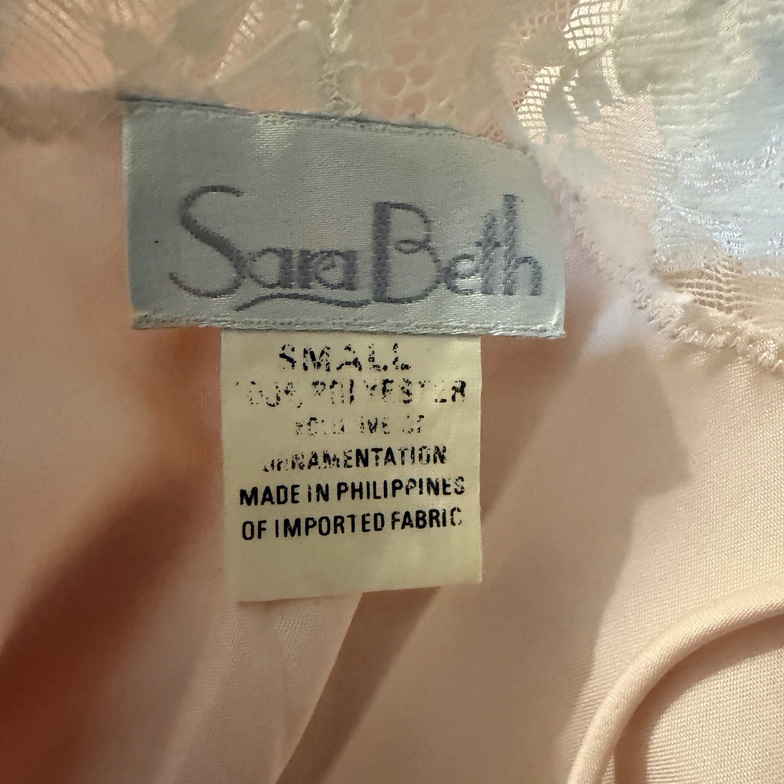 Vintage Sara Beth Night Gown Size Small Satin Lace Pink