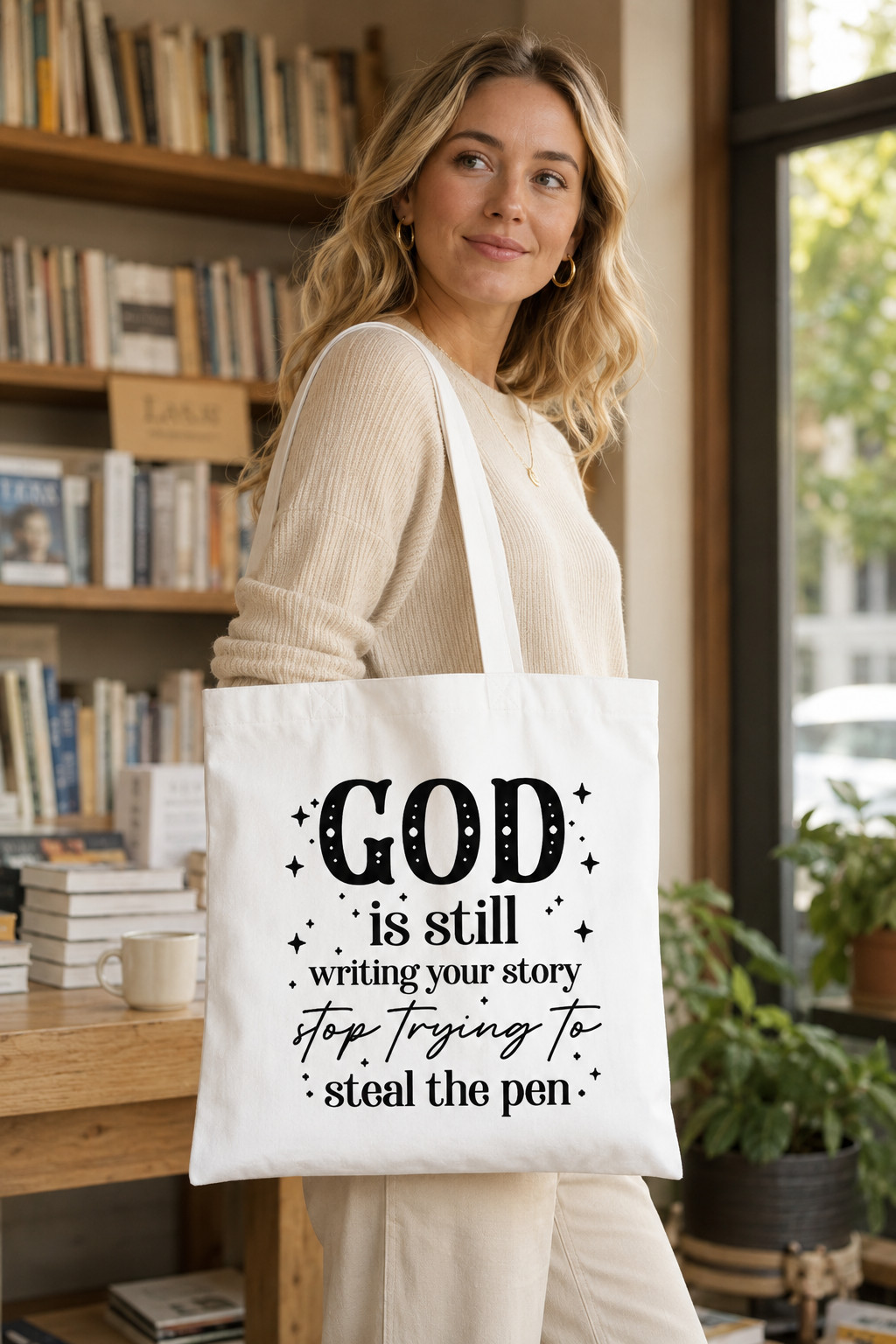 Women Slogan Typography Canvas Tote Bag, Casual Daily Use