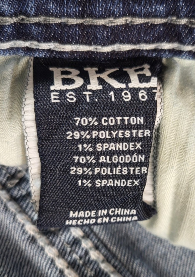 BKE Alec Straight Jeans Mens 32×31 M Rise Med Wash Whiskering Great Fade Stretch