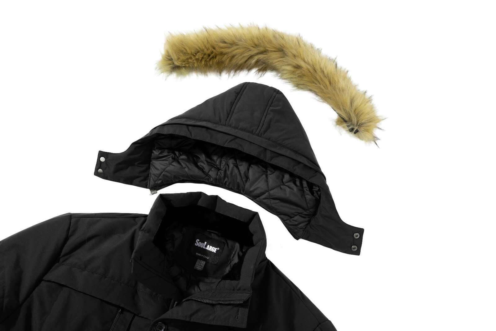 Soularge Men’s Winter Parka Jacket Big and Tall Warm Jacket with Heavy Hooded