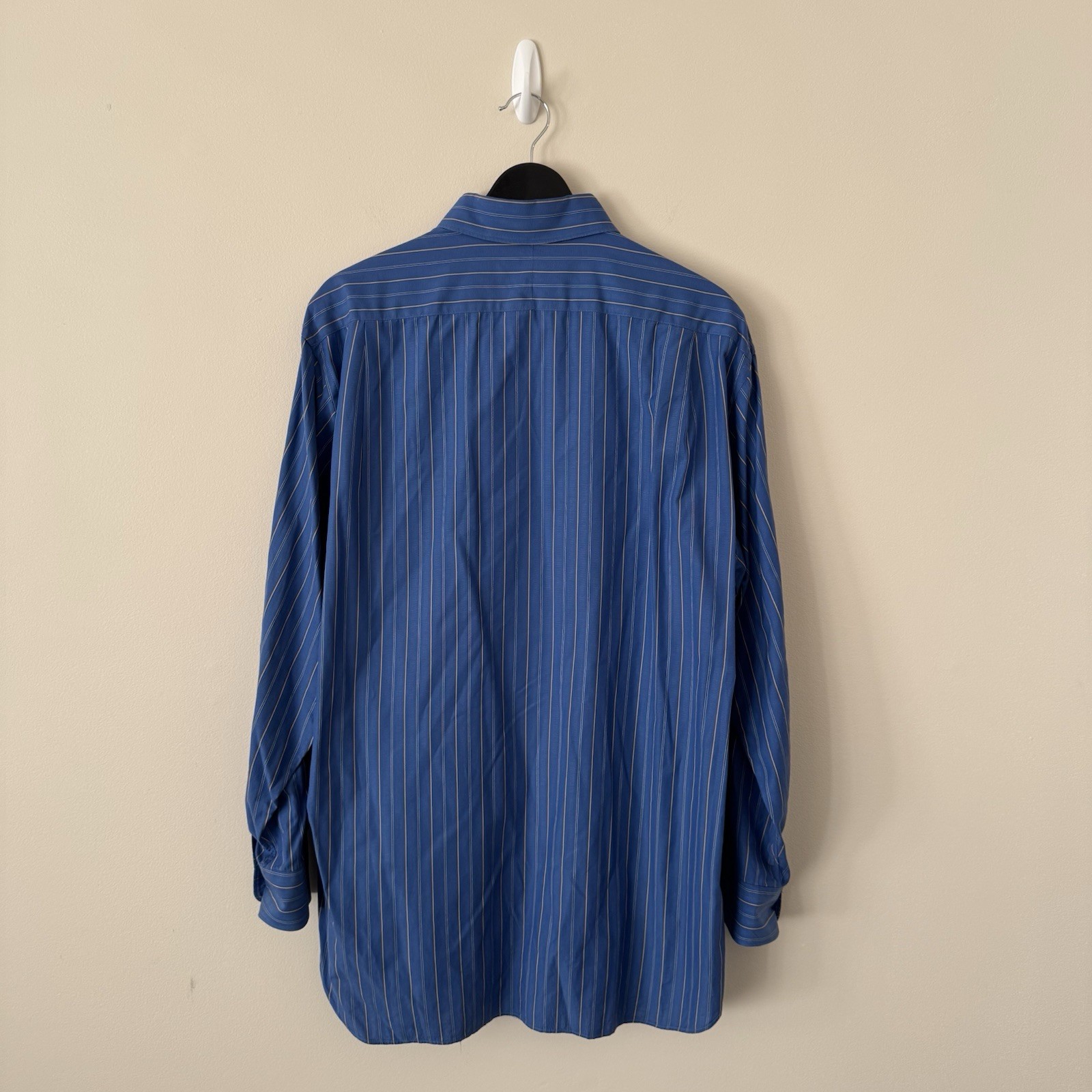 Vintage Burberry London Men’s Blue Striped Cotton Dress Shirt Long Sleeve