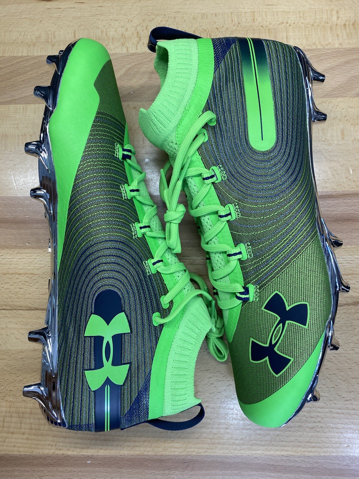 Under Armour Spotlight MC Grinch Green Chrome Football Cleats Men’s Size 14