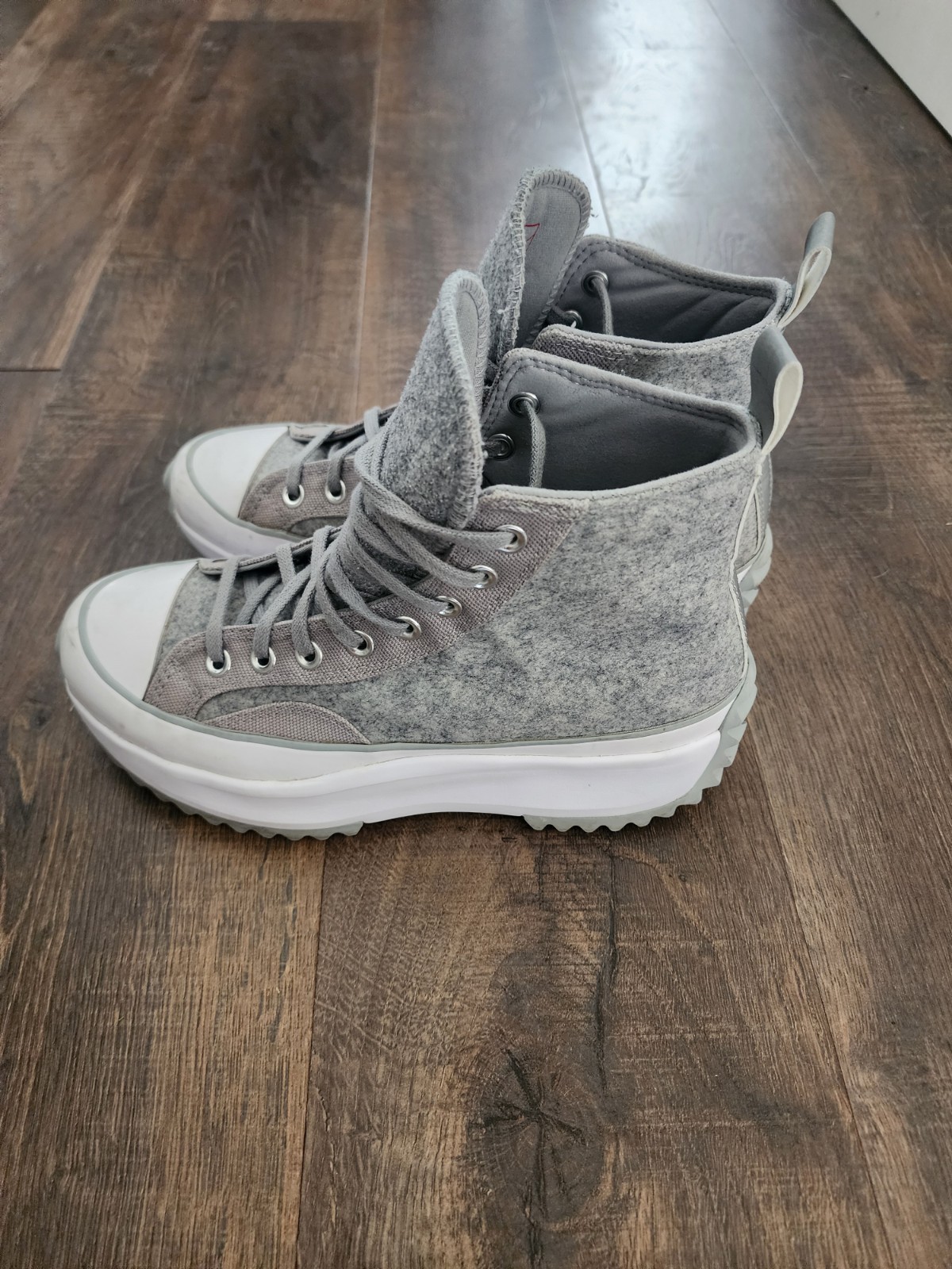 Converse Run Star Hike High Top Sneaker Black Ice Ash Stone Gray White Lace