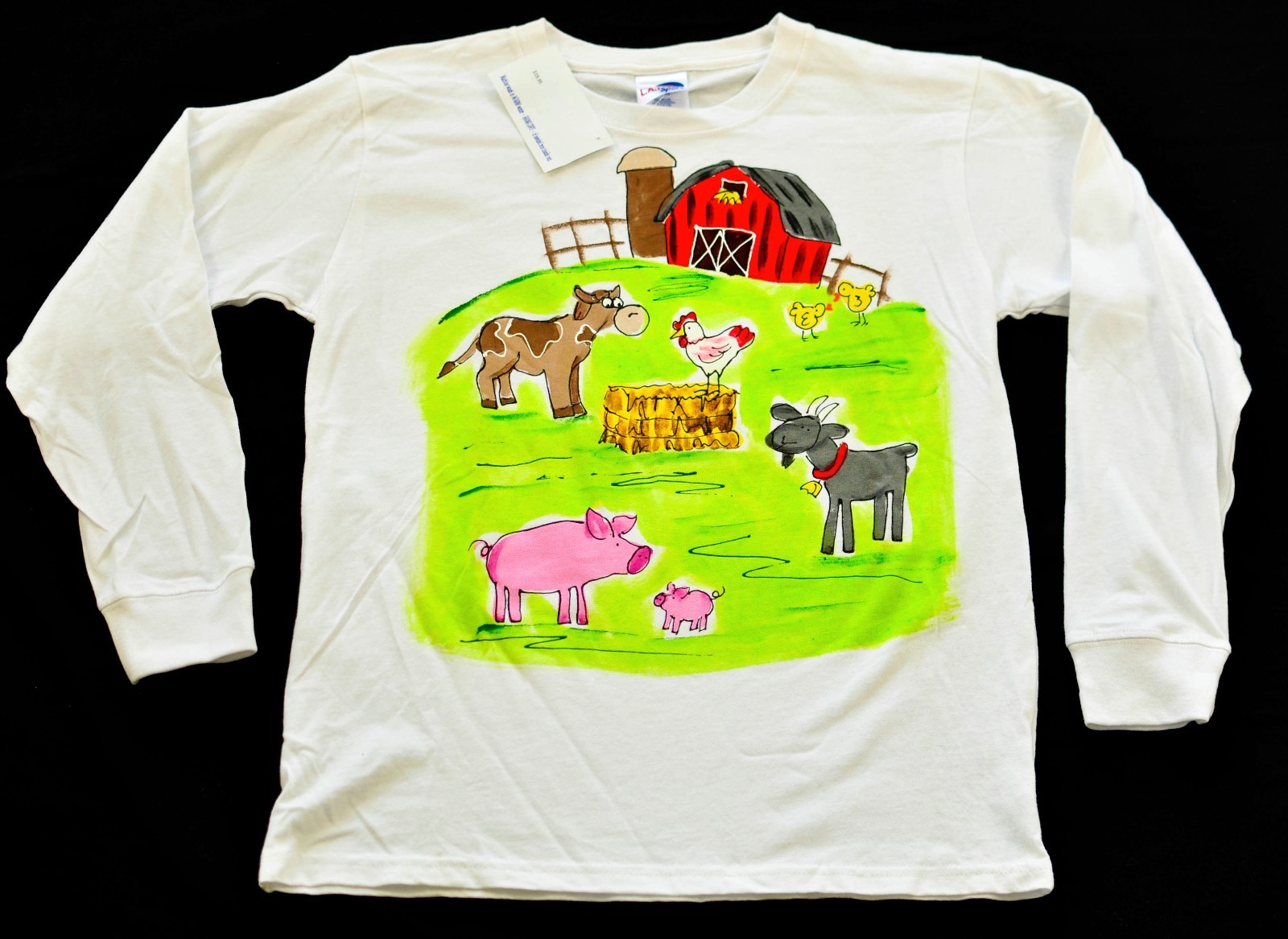 unisex Hand painted Kudzoo Kids t shirts size medium 10-12 farm animals barn