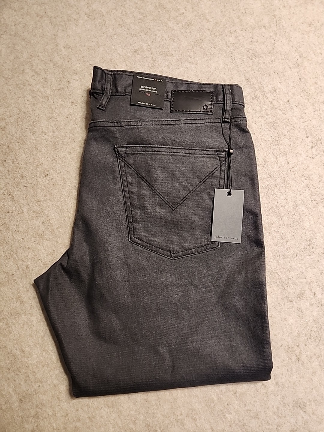 John Varvatos USA Men’s Bowery Slim Straight Jeans 38×27 NEW $228 J306Q3B-AOIE