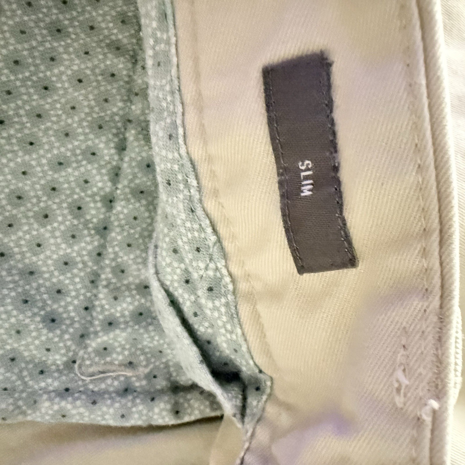 Bonobos Men’s Slim Fit Ivory Khakis 35 Flat Front Button Cotton Solid
