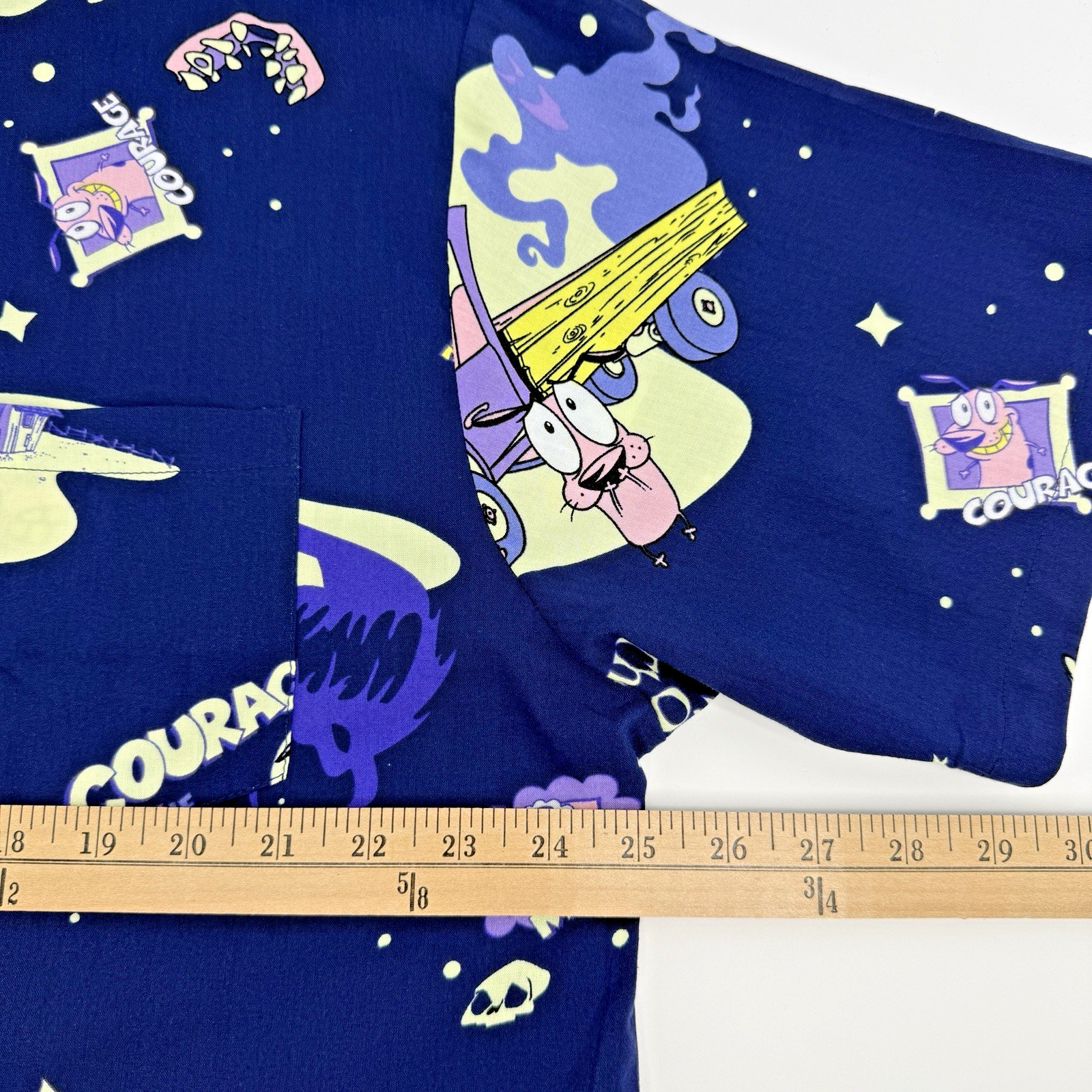 Courage The Cowardly Dog All Over Print Button Up Shirt XL Cartoon Network Y2K