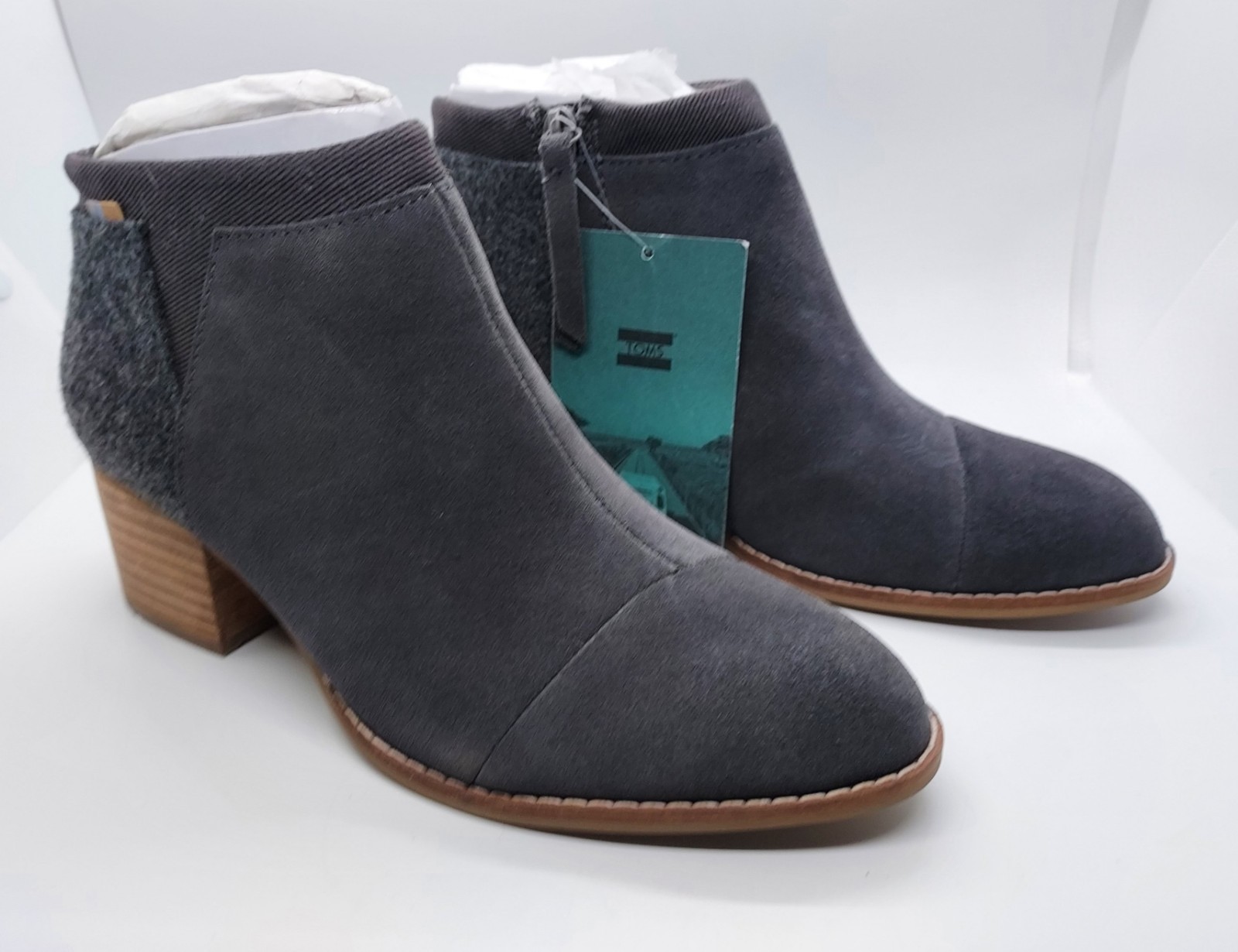 Toms Women’s Loren Booties Forged Iron Grey/Suede Combo, Size 6.5 Nwt