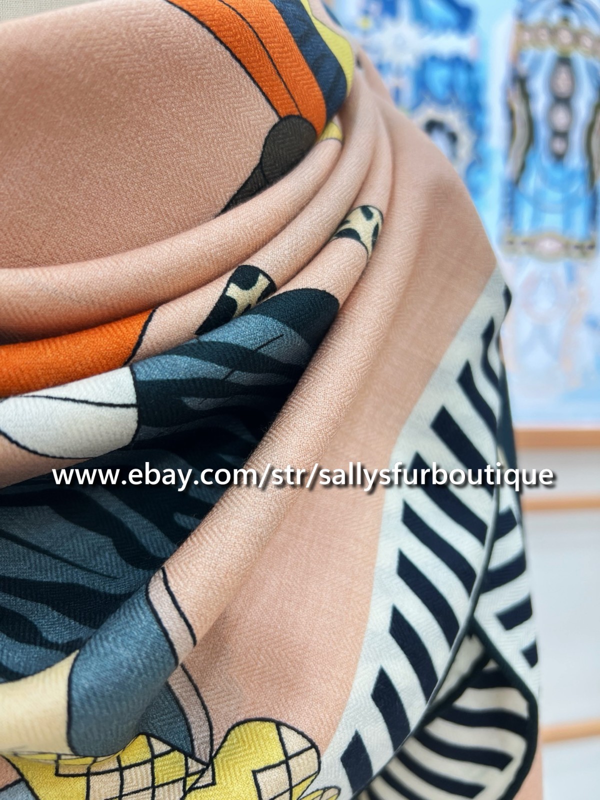 2025 Sallys 70% Cashmere 30% Silk Wrap Scarf Horses Print Double Face Shawl 53″