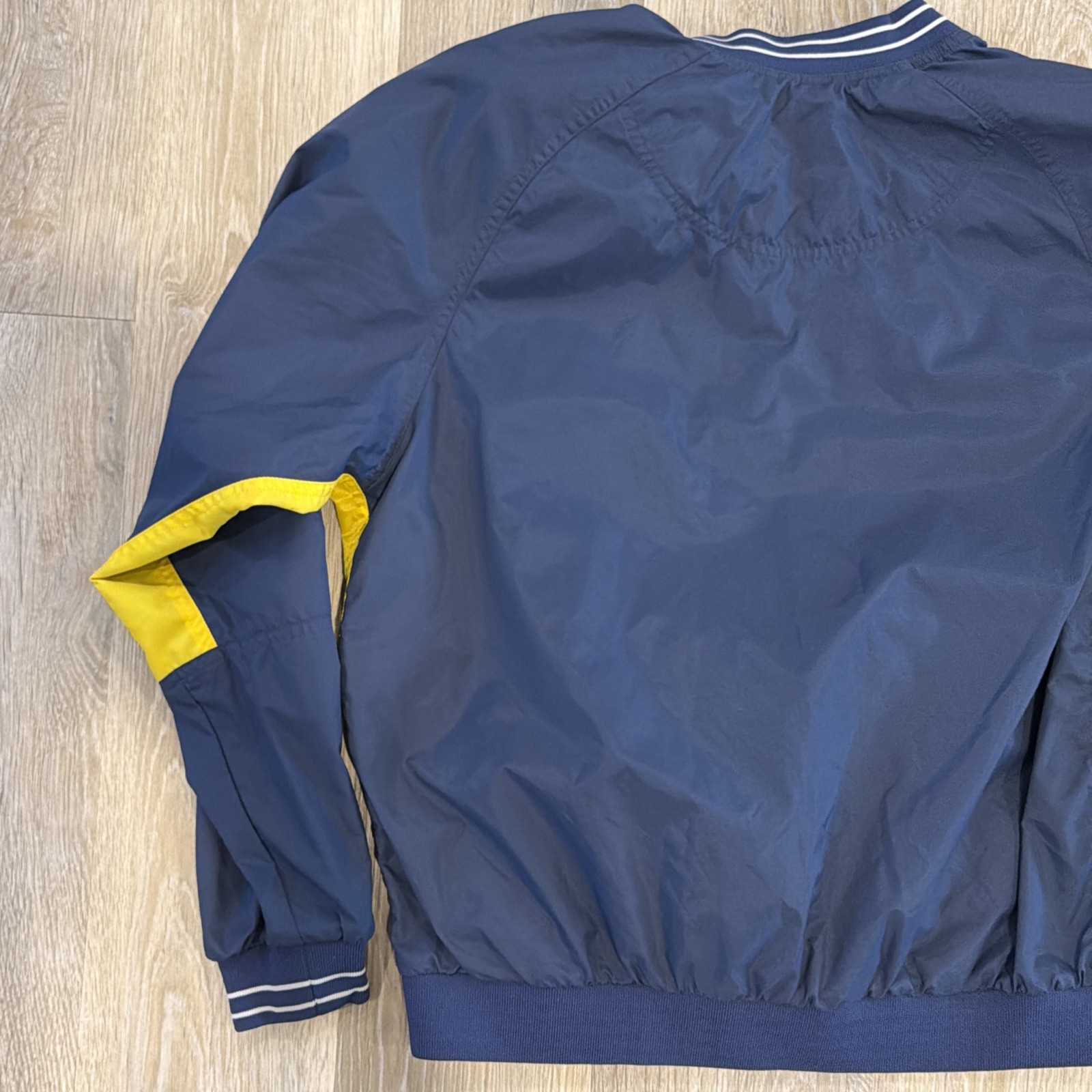 Vintage Nike Center Swoosh Windbreaker Pullover Jacket Navy And Yellow L (12-14)
