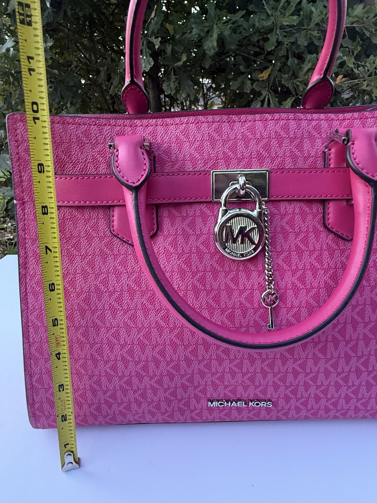 Authentic Michael Kors Bag Medium Hamilton Satchel Dragonfruit MK Logo Purse NWT