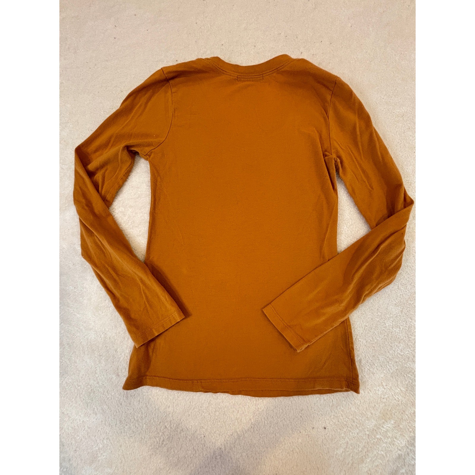 Active Basic Womens Long Sleeve Scoop Neck Top Burnt Orange Rust Size Medium